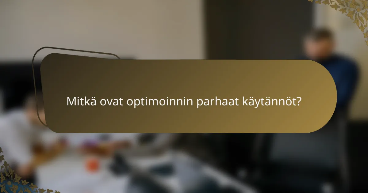 Mitkä ovat optimoinnin parhaat käytännöt?
